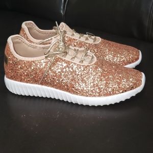 Rose Gold Glitter Tennis Shoes BNWT